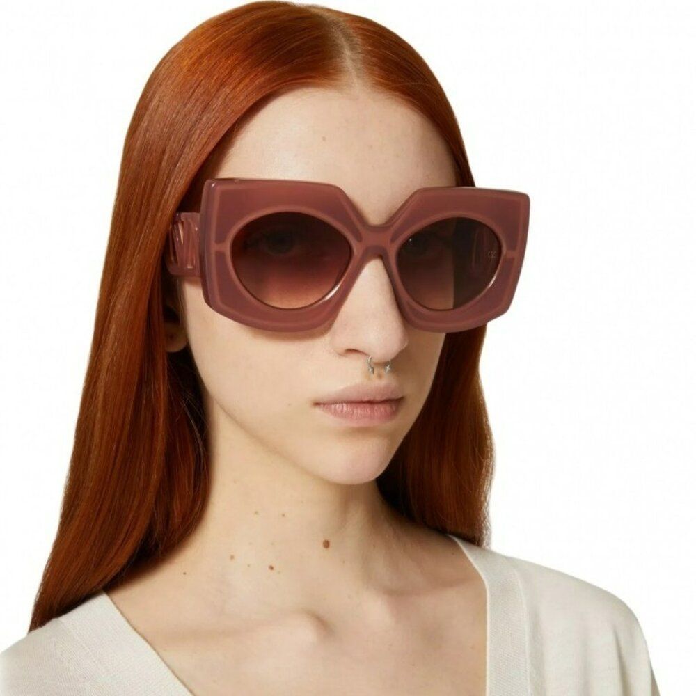 Valentino Women Sunglasses Titanium Pink Gold Rose Oversized Square V - SOUL VLS